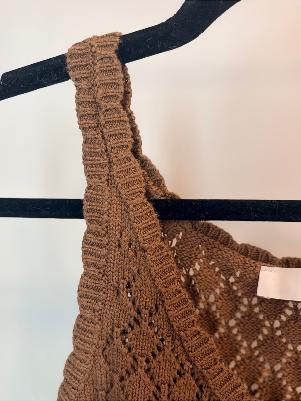 LOFT Brown Crochet Knit Button-Front Tank - Picture 4 of 5